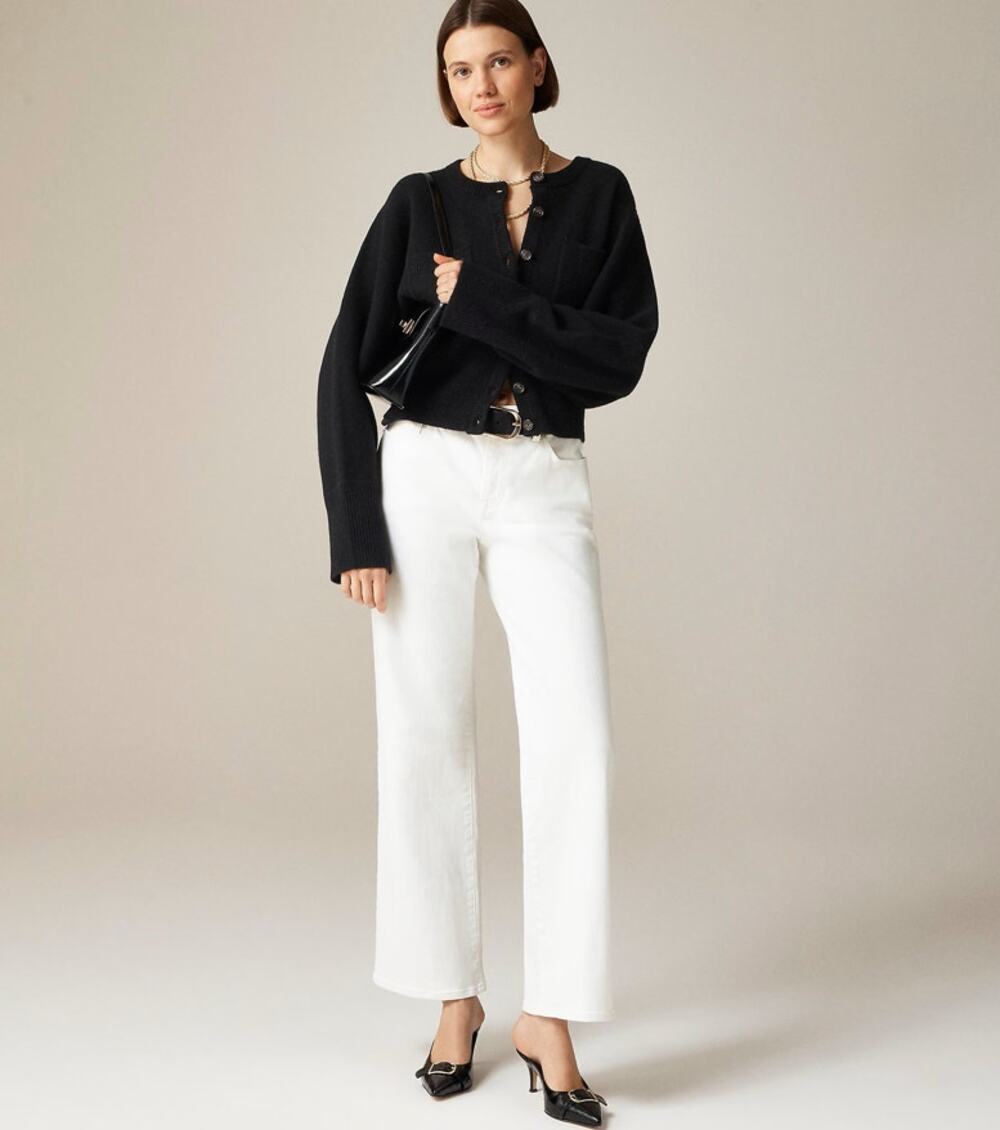 J.Crew 1996 Lower Rise Full Length Slim Wide Leg Jeans WMNS 26 White Denim